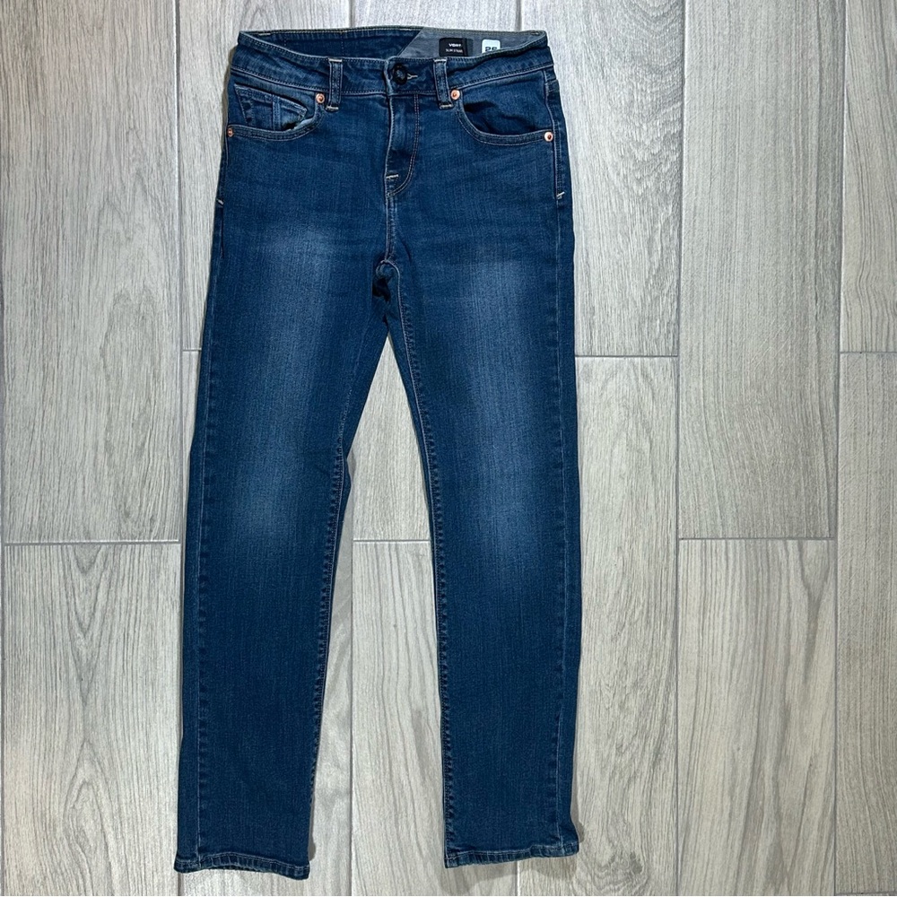 Boys VOLCOM VORTA Slim Straight 5 Pocket Logo Jeans 12